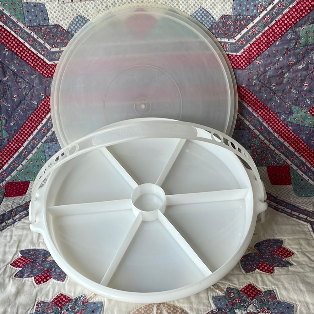 White Divided Food Storage Container with Handle - Picture 2 of 6